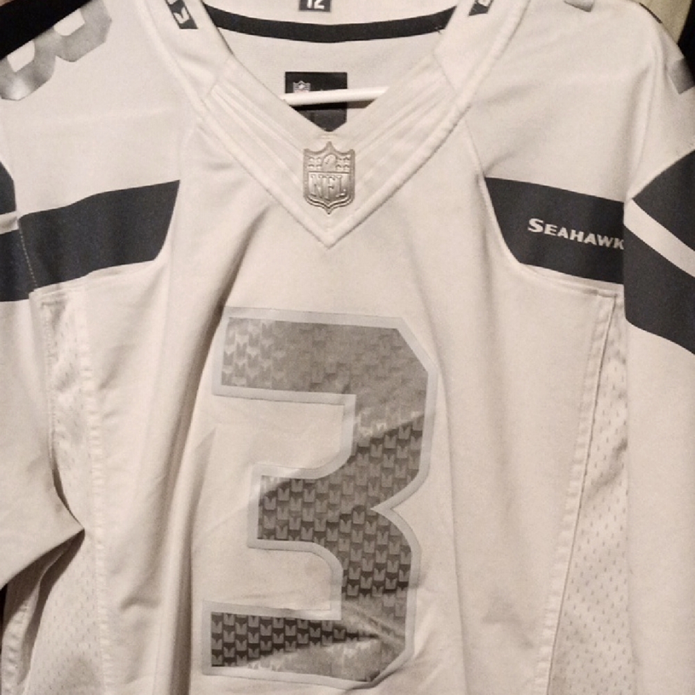 Seahawks White&Silver Wilson Jersey